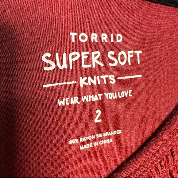 Torrid 2X Super Soft Scoop Neck Smocked Front Panel Top Orange Rayon - Picture 9 of 10